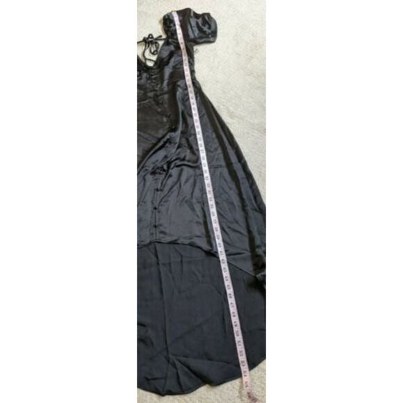 Forever 21 Small Black Button Front Hi-Lo V-Neck Short Sleeve Dress - Picture 5 of 11